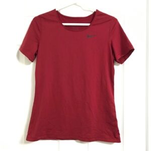 Nike Women's Dri-Fit Short Sleeve Athletic T Shirt S/M Fit Burgundy Maroon Red